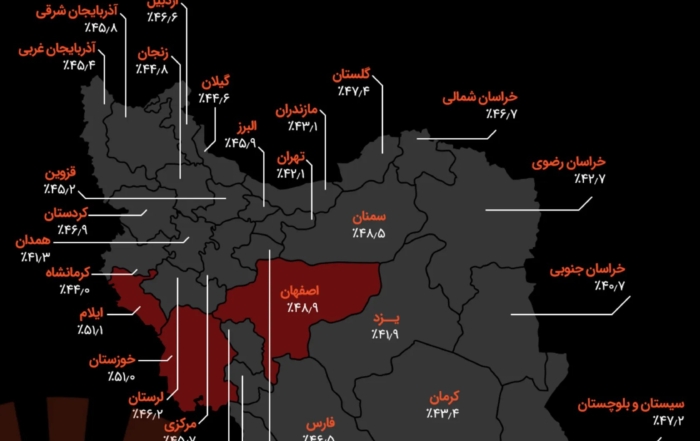 نقشه شاخص فلاکت ایران با تأکید بر استان‌های ایلام و خوزستان