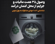 گرافیک نشان‌دهنده وصول ۳۵ هزار میلیارد تومان مالیات از کتمان درآمد و شناسایی مودیان پولشویی